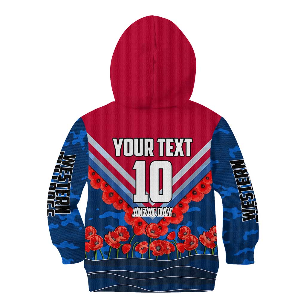 Personalised Western Bulldogs ANZAC Kid Hoodie Military Remembrance Australian Football Mascot Camouflage