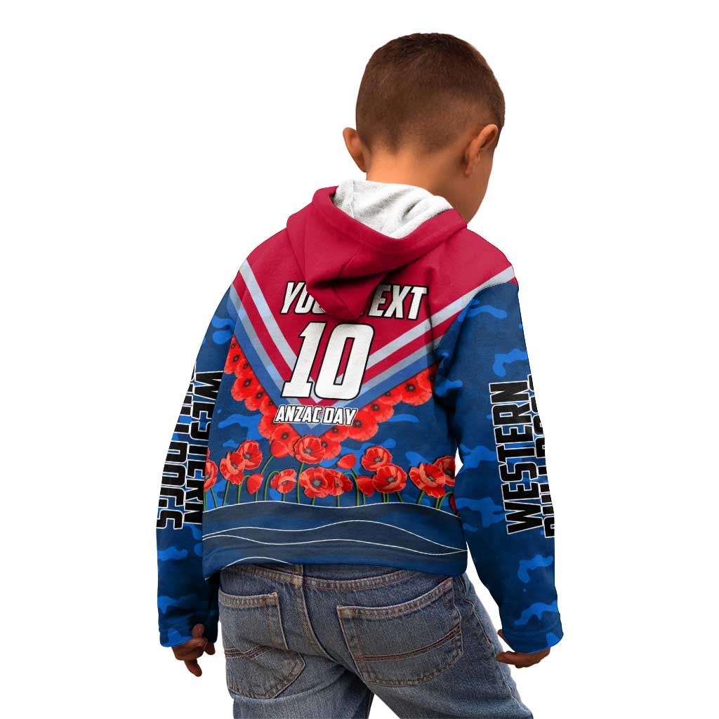 Personalised Western Bulldogs ANZAC Kid Hoodie Military Remembrance Australian Football Mascot Camouflage