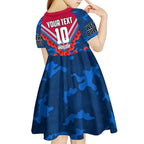 Personalised Western Bulldogs ANZAC Kid Short Sleeve Dress Military Remembrance Australian Football Mascot Camouflage