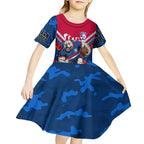 Personalised Western Bulldogs ANZAC Kid Short Sleeve Dress Military Remembrance Australian Football Mascot Camouflage