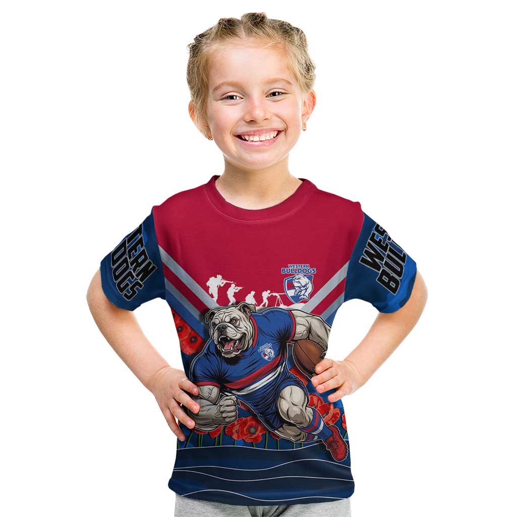 Personalised Western Bulldogs ANZAC Kid T Shirt Military Remembrance Australian Football Mascot Camouflage