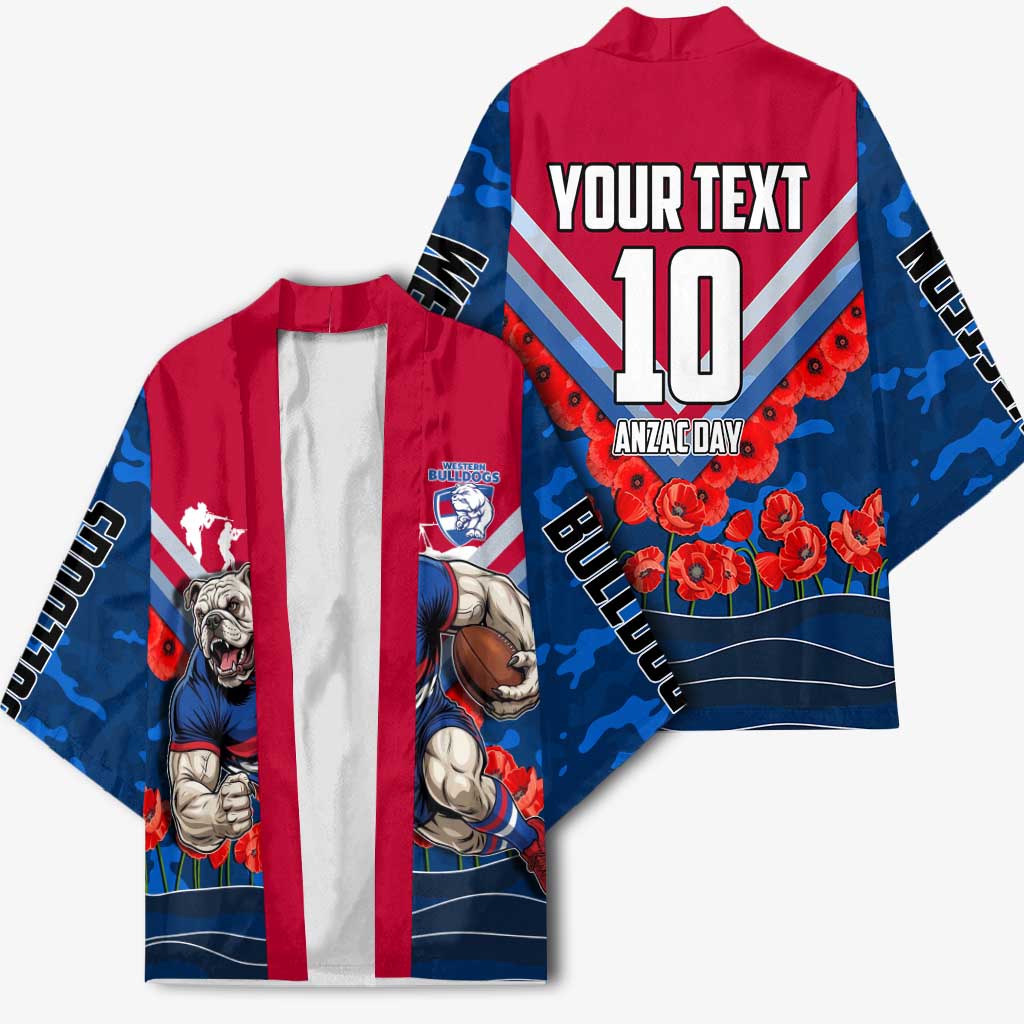 Personalised Western Bulldogs ANZAC Kimono Military Remembrance Australian Football Mascot Camouflage