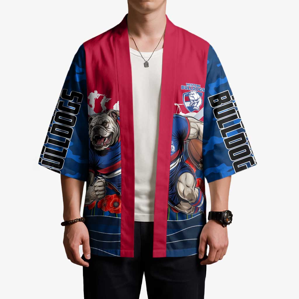 Personalised Western Bulldogs ANZAC Kimono Military Remembrance Australian Football Mascot Camouflage