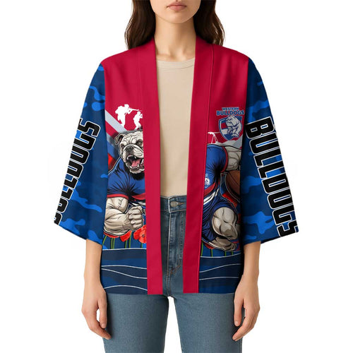Personalised Western Bulldogs ANZAC Kimono Military Remembrance Australian Football Mascot Camouflage