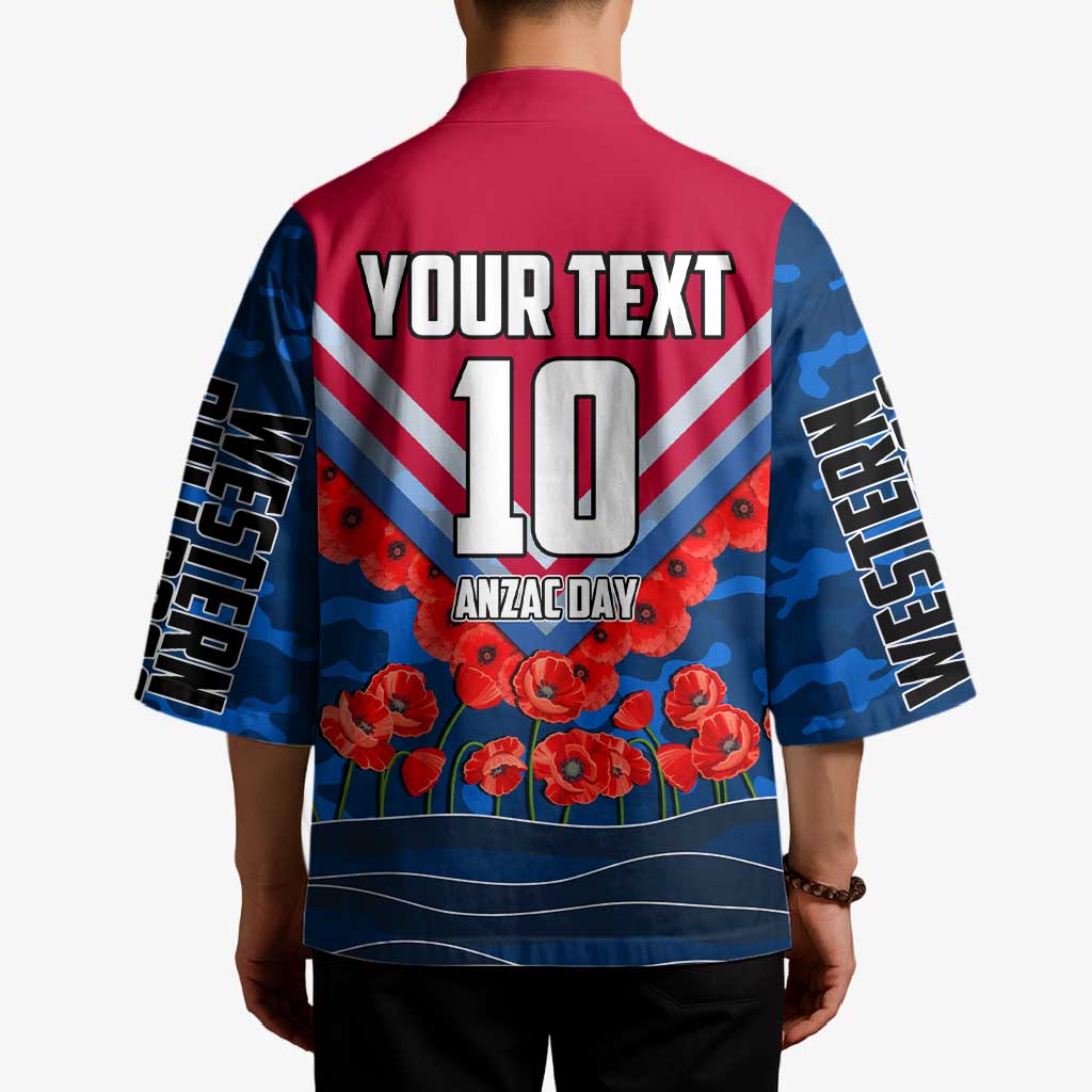Personalised Western Bulldogs ANZAC Kimono Military Remembrance Australian Football Mascot Camouflage