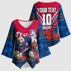 Personalised Western Bulldogs ANZAC Kimono Sleeve Blouse Military Remembrance Australian Football Mascot Camouflage