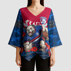 Personalised Western Bulldogs ANZAC Kimono Sleeve Blouse Military Remembrance Australian Football Mascot Camouflage