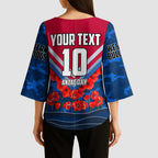 Personalised Western Bulldogs ANZAC Kimono Sleeve Blouse Military Remembrance Australian Football Mascot Camouflage