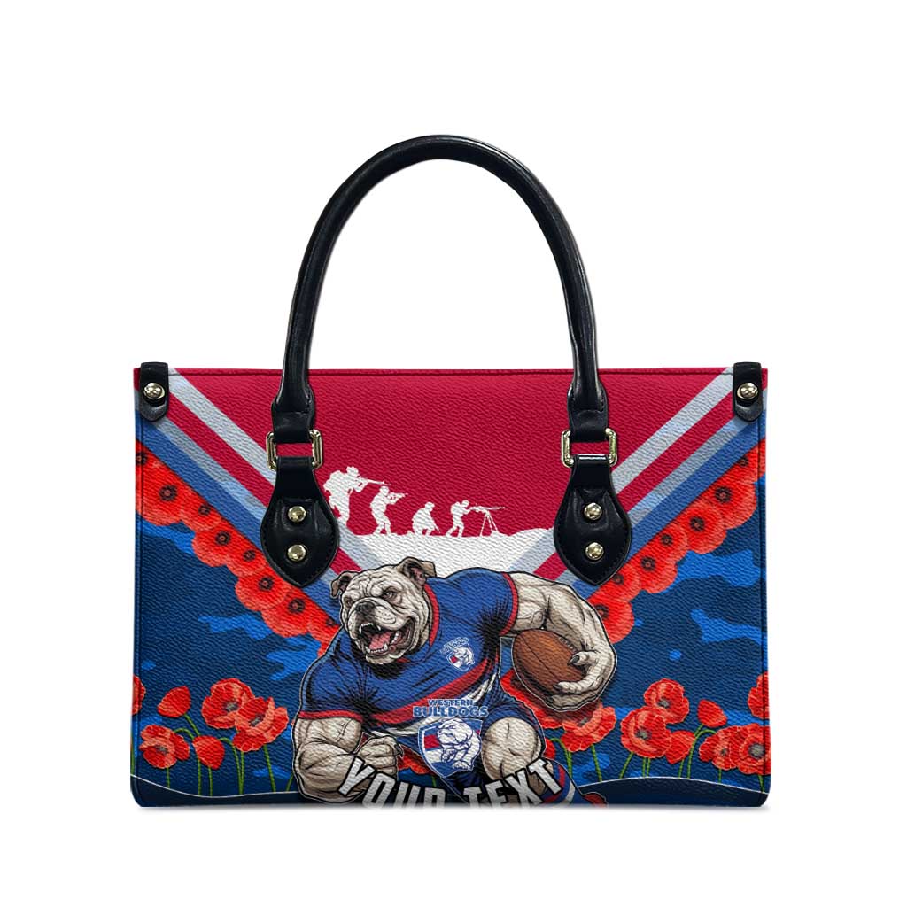 Personalised Western Bulldogs ANZAC Leather Bag Military Remembrance Australian Football Mascot Camouflage
