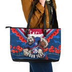 Personalised Western Bulldogs ANZAC Leather Tote Bag Military Remembrance Australian Football Mascot Camouflage