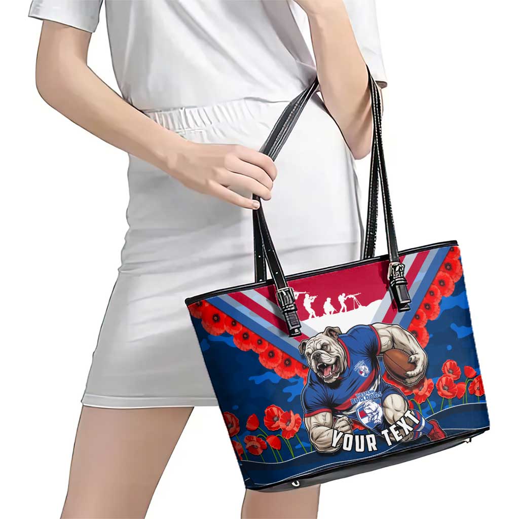 Personalised Western Bulldogs ANZAC Leather Tote Bag Military Remembrance Australian Football Mascot Camouflage