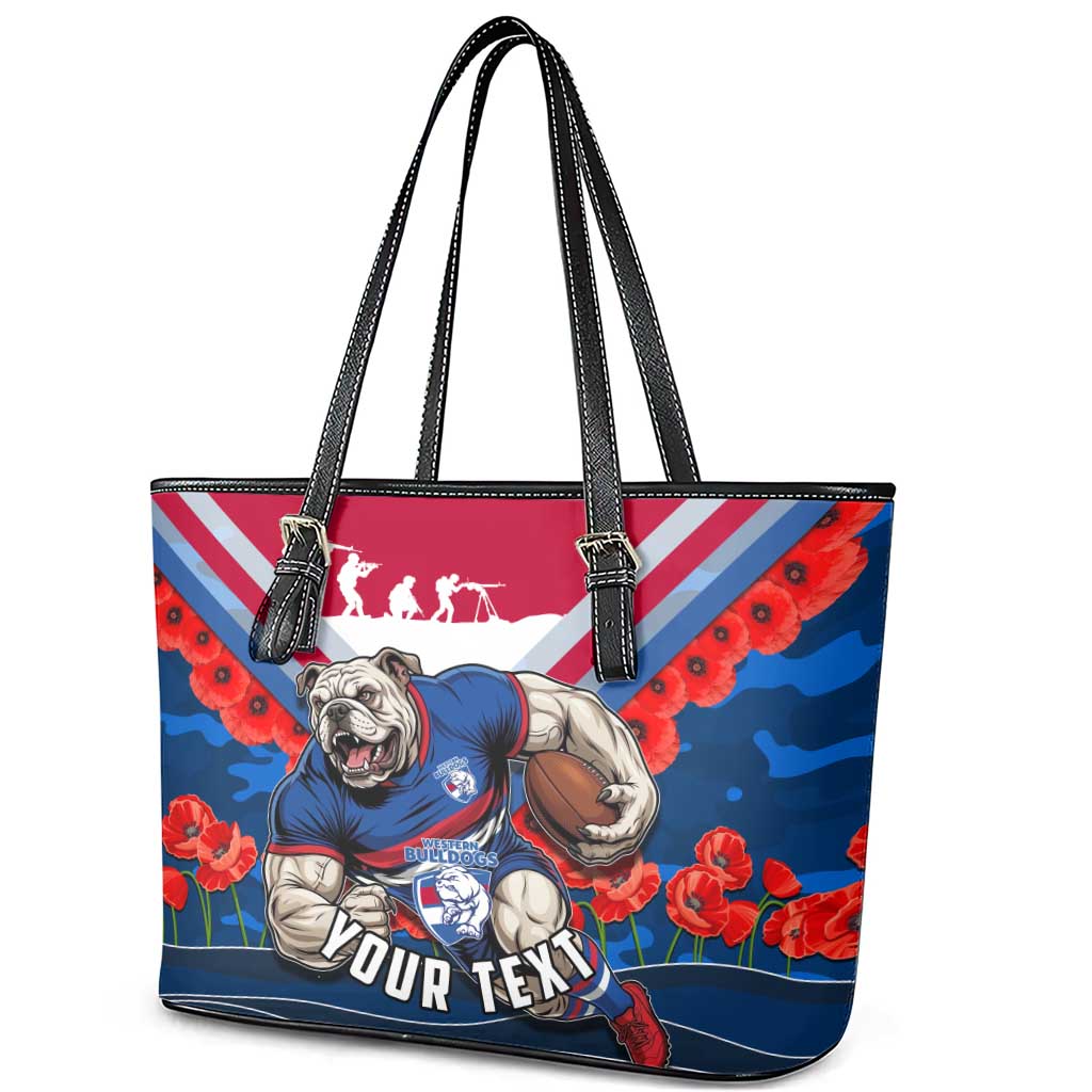 Personalised Western Bulldogs ANZAC Leather Tote Bag Military Remembrance Australian Football Mascot Camouflage