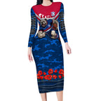 Personalised Western Bulldogs ANZAC Long Sleeve Bodycon Dress Military Remembrance Australian Football Mascot Camouflage