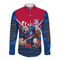 Personalised Western Bulldogs ANZAC Long Sleeve Button Shirt Military Remembrance Australian Football Mascot Camouflage