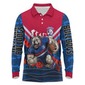 Personalised Western Bulldogs ANZAC Long Sleeve Polo Shirt Military Remembrance Australian Football Mascot Camouflage