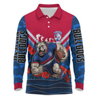 Personalised Western Bulldogs ANZAC Long Sleeve Polo Shirt Military Remembrance Australian Football Mascot Camouflage