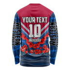 Personalised Western Bulldogs ANZAC Long Sleeve Shirt Military Remembrance Australian Football Mascot Camouflage