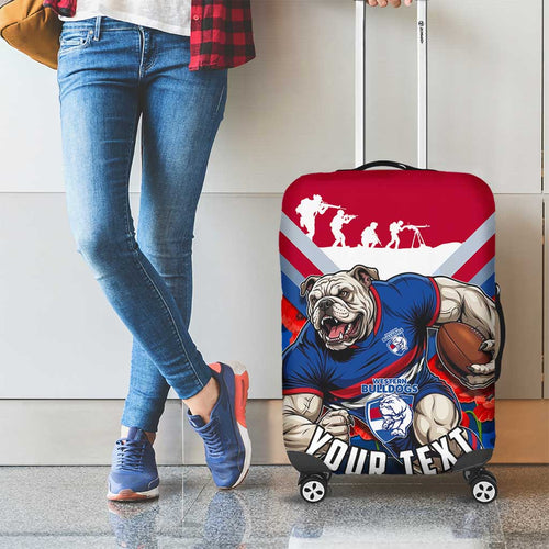 Personalised Western Bulldogs ANZAC Luggage Cover Military Remembrance Australian Football Mascot Camouflage