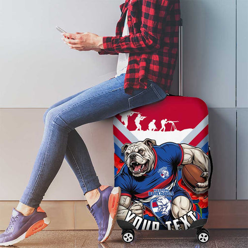 Personalised Western Bulldogs ANZAC Luggage Cover Military Remembrance Australian Football Mascot Camouflage
