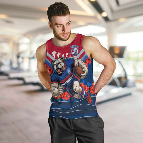 Personalised Western Bulldogs ANZAC Men Tank Top Military Remembrance Australian Football Mascot Camouflage