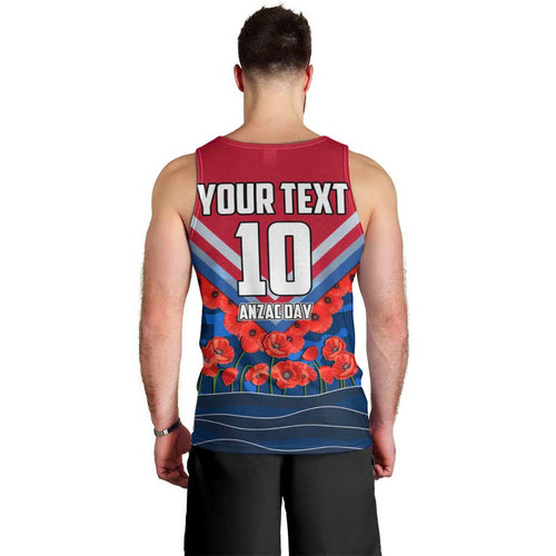 Personalised Western Bulldogs ANZAC Men Tank Top Military Remembrance Australian Football Mascot Camouflage