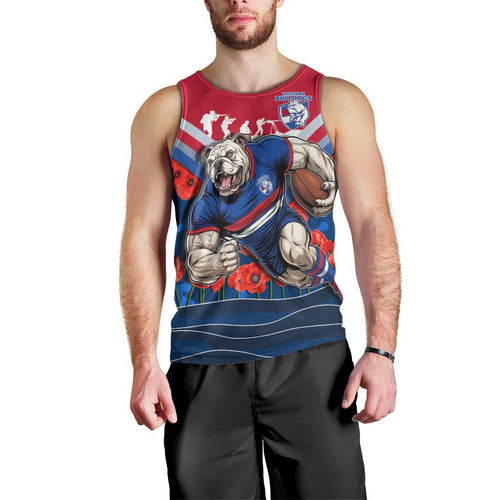 Personalised Western Bulldogs ANZAC Men Tank Top Military Remembrance Australian Football Mascot Camouflage