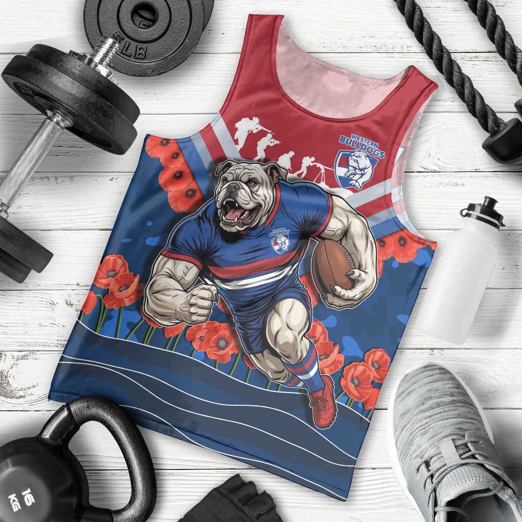 Personalised Western Bulldogs ANZAC Men Tank Top Military Remembrance Australian Football Mascot Camouflage