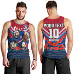 Personalised Western Bulldogs ANZAC Men Tank Top Military Remembrance Australian Football Mascot Camouflage