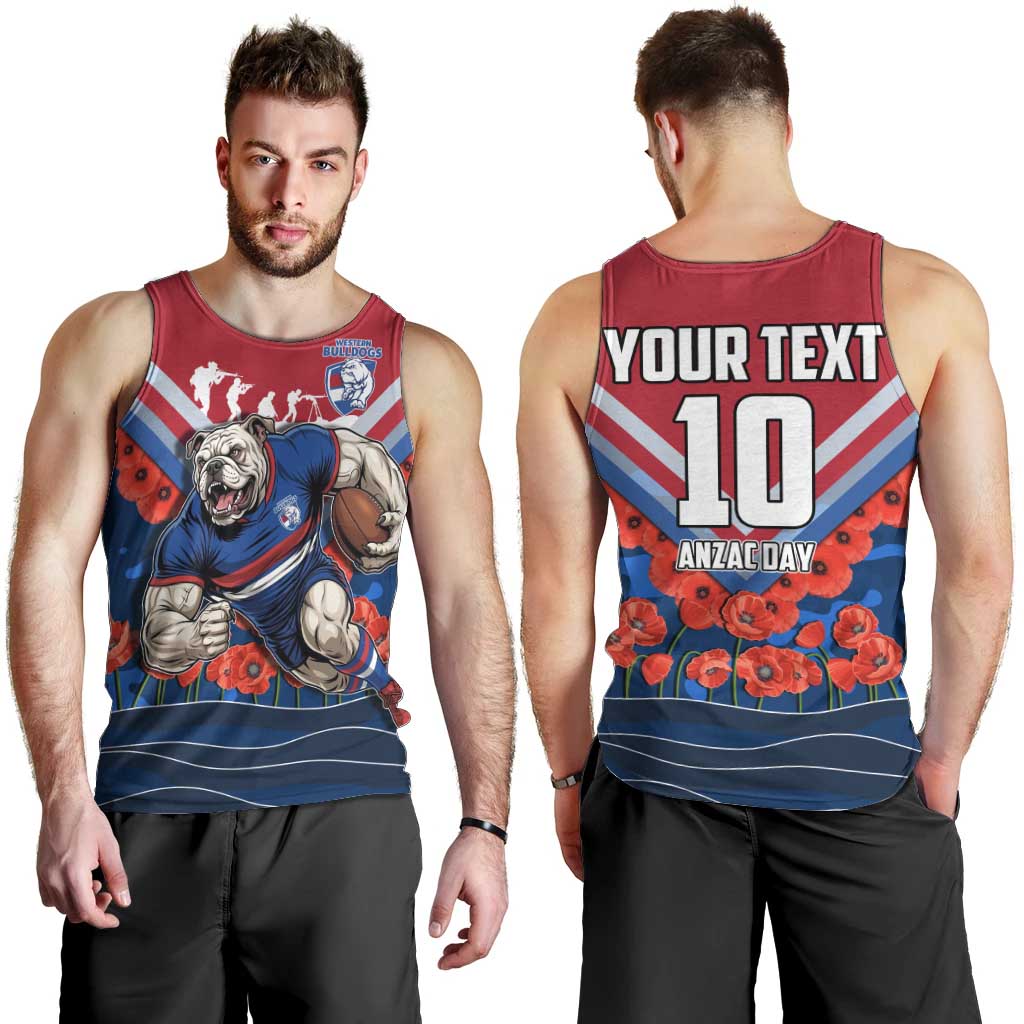 Personalised Western Bulldogs ANZAC Men Tank Top Military Remembrance Australian Football Mascot Camouflage