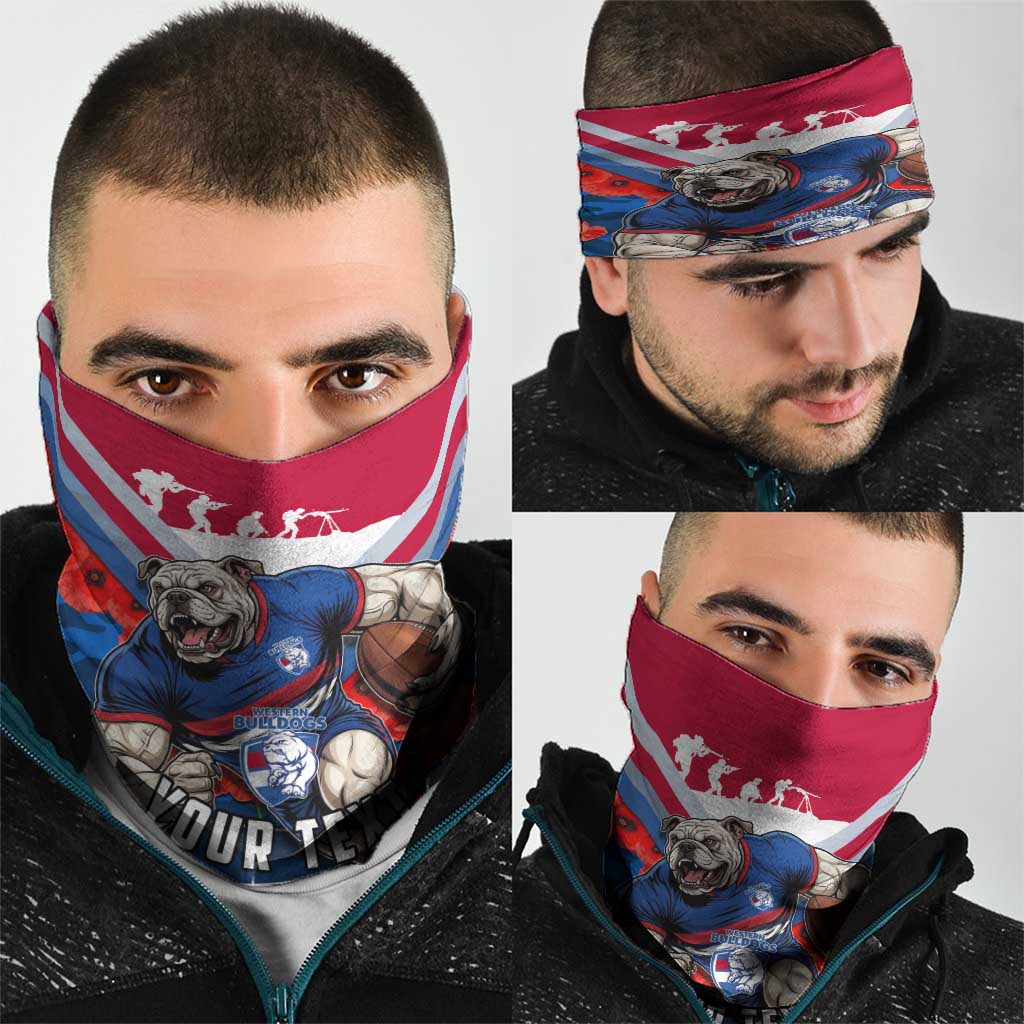 Personalised Western Bulldogs ANZAC Neck Gaiter Military Remembrance Australian Football Mascot Camouflage