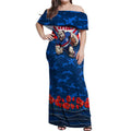 Personalised Western Bulldogs ANZAC Off Shoulder Maxi Dress Military Remembrance Australian Football Mascot Camouflage