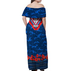Personalised Western Bulldogs ANZAC Off Shoulder Maxi Dress Military Remembrance Australian Football Mascot Camouflage