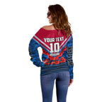 Personalised Western Bulldogs ANZAC Off Shoulder Sweater Military Remembrance Australian Football Mascot Camouflage