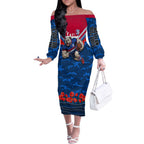 Personalised Western Bulldogs ANZAC Off The Shoulder Long Sleeve Dress Military Remembrance Australian Football Mascot Camouflage