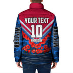 Personalised Western Bulldogs ANZAC Padded Jacket Military Remembrance Australian Football Mascot Camouflage