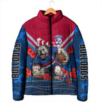Personalised Western Bulldogs ANZAC Padded Jacket Military Remembrance Australian Football Mascot Camouflage