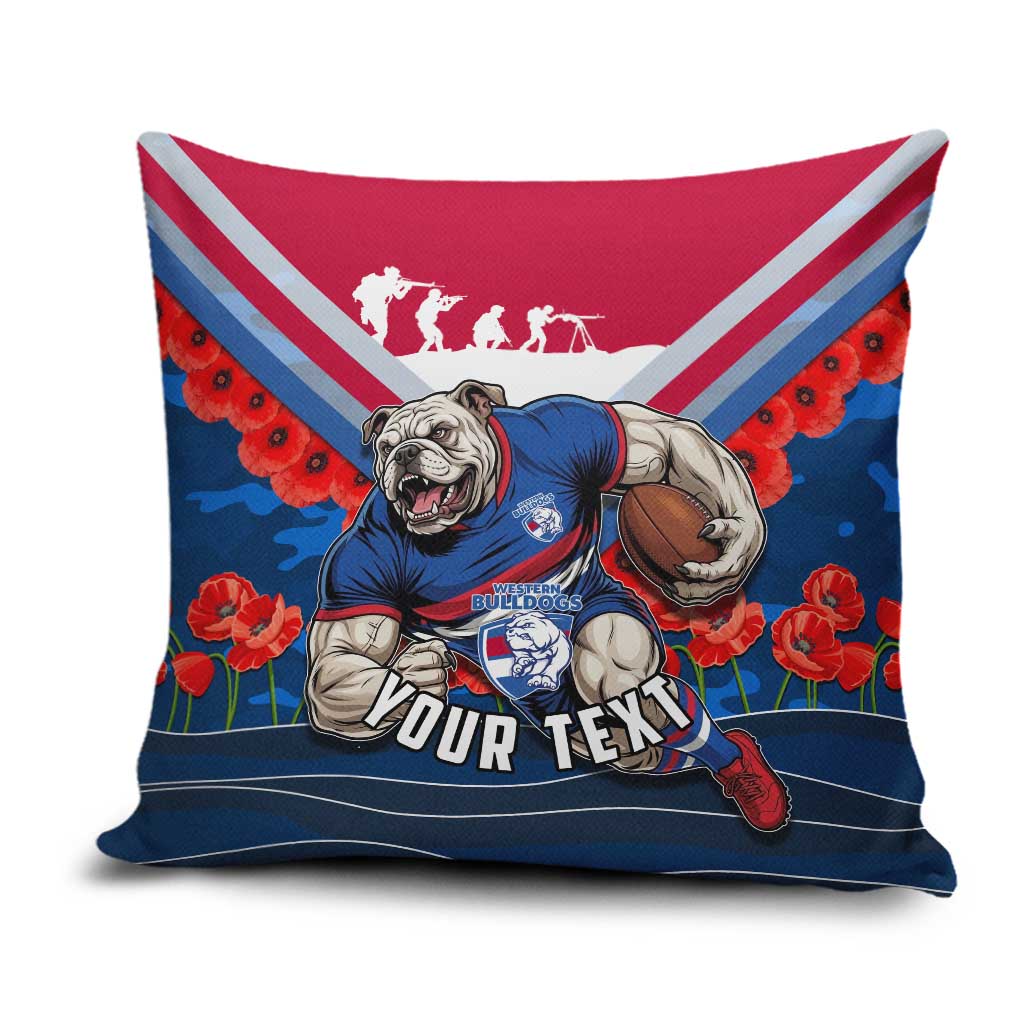 Personalised Western Bulldogs ANZAC Pillow Cover Military Remembrance Australian Football Mascot Camouflage
