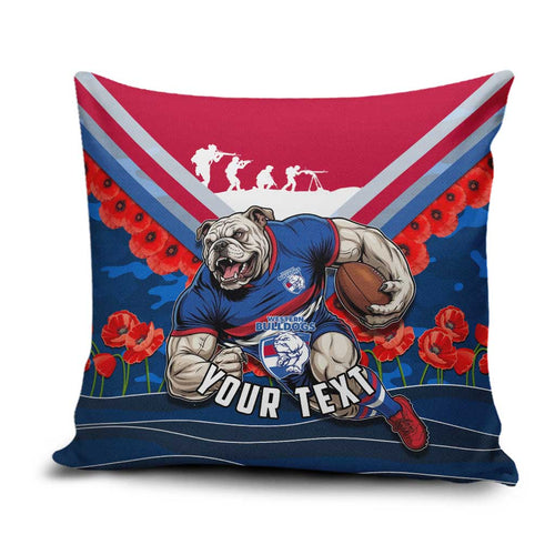 Personalised Western Bulldogs ANZAC Pillow Cover Military Remembrance Australian Football Mascot Camouflage