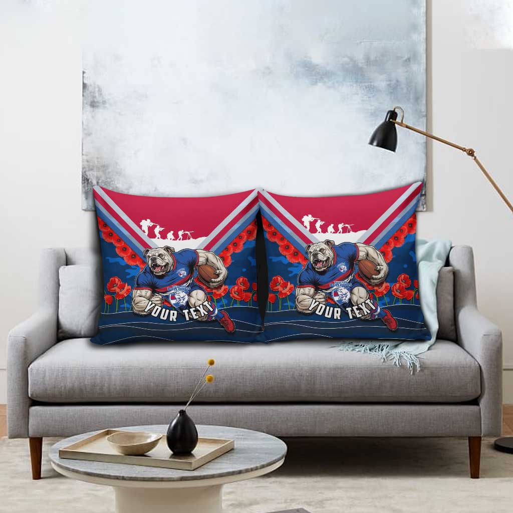 Personalised Western Bulldogs ANZAC Pillow Cover Military Remembrance Australian Football Mascot Camouflage