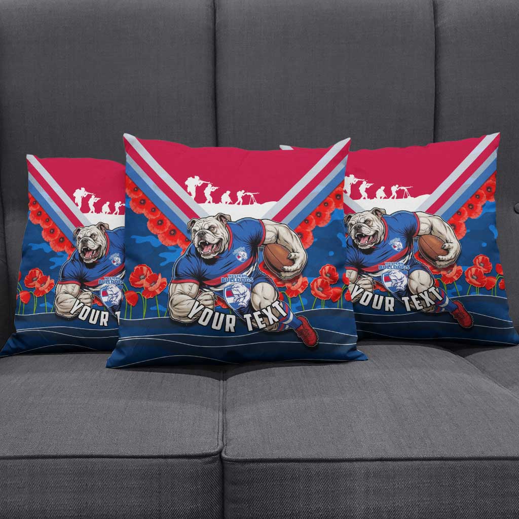 Personalised Western Bulldogs ANZAC Pillow Cover Military Remembrance Australian Football Mascot Camouflage