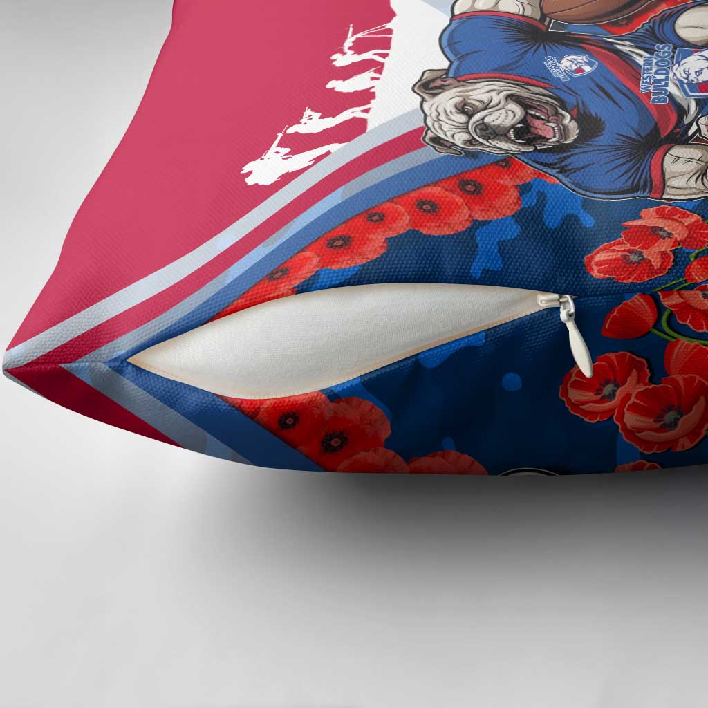 Personalised Western Bulldogs ANZAC Pillow Cover Military Remembrance Australian Football Mascot Camouflage