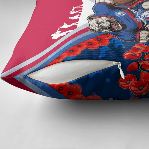 Personalised Western Bulldogs ANZAC Pillow Cover Military Remembrance Australian Football Mascot Camouflage