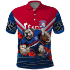 Personalised Western Bulldogs ANZAC Polo Shirt Military Remembrance Australian Football Mascot Camouflage