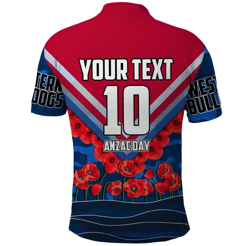 Personalised Western Bulldogs ANZAC Polo Shirt Military Remembrance Australian Football Mascot Camouflage