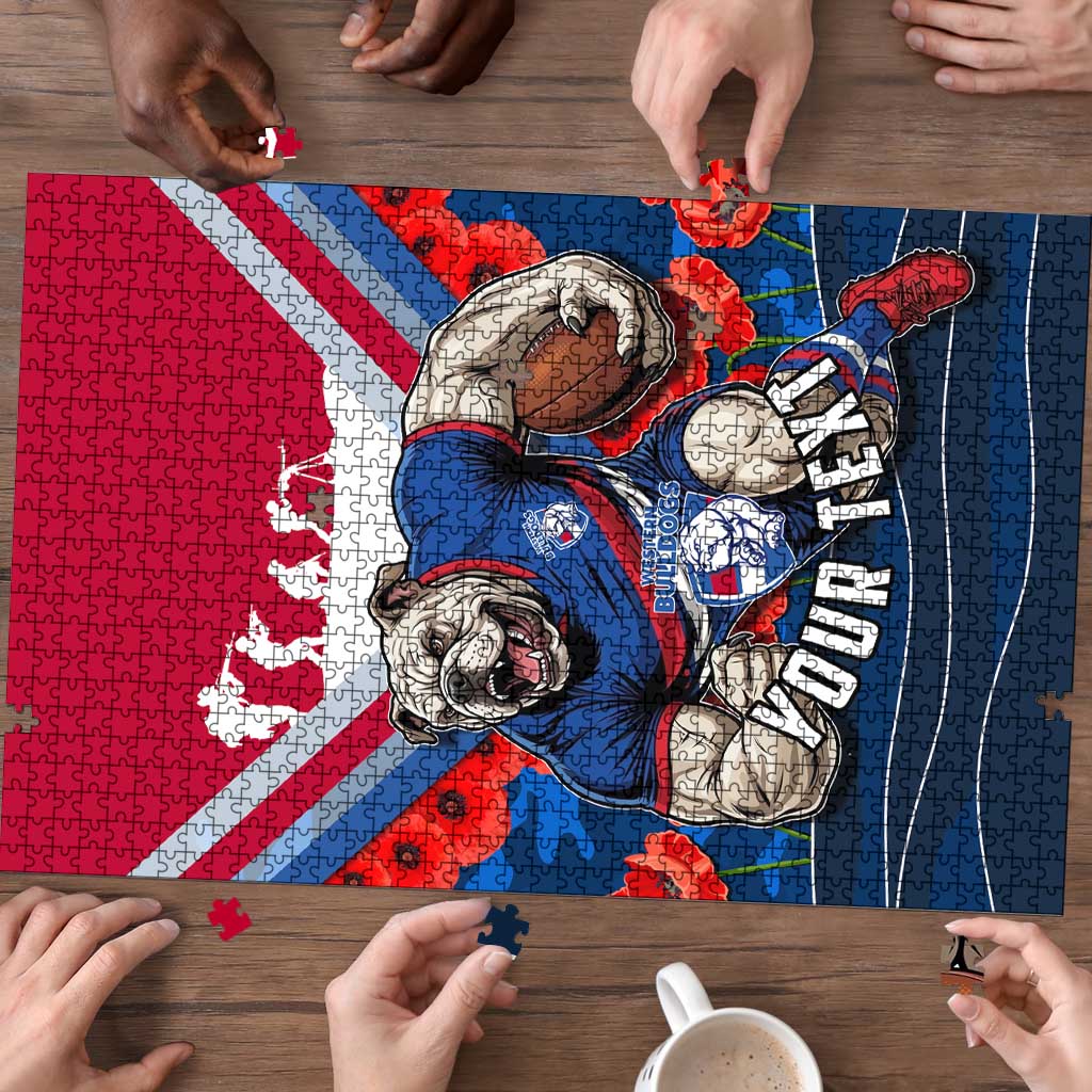 Personalised Western Bulldogs ANZAC Puzzle Military Remembrance Australian Football Mascot Camouflage