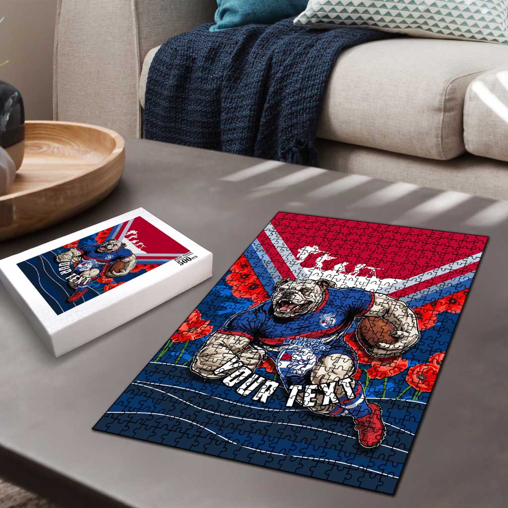 Personalised Western Bulldogs ANZAC Puzzle Military Remembrance Australian Football Mascot Camouflage