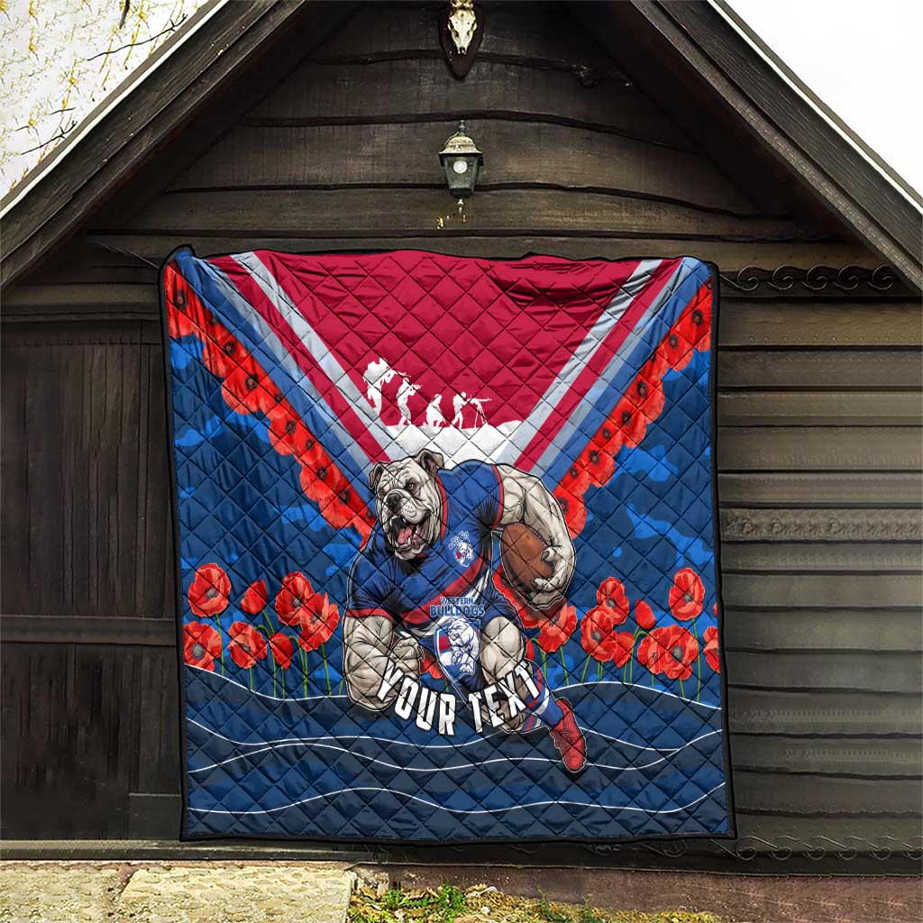 Personalised Western Bulldogs ANZAC Quilt Military Remembrance Australian Football Mascot Camouflage