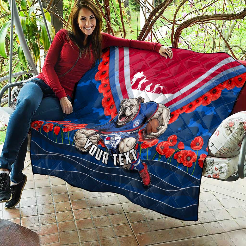 Personalised Western Bulldogs ANZAC Quilt Military Remembrance Australian Football Mascot Camouflage