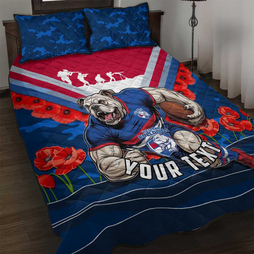 Personalised Western Bulldogs ANZAC Quilt Bed Set Military Remembrance Australian Football Mascot Camouflage