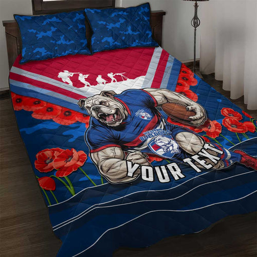 Personalised Western Bulldogs ANZAC Quilt Bed Set Military Remembrance Australian Football Mascot Camouflage